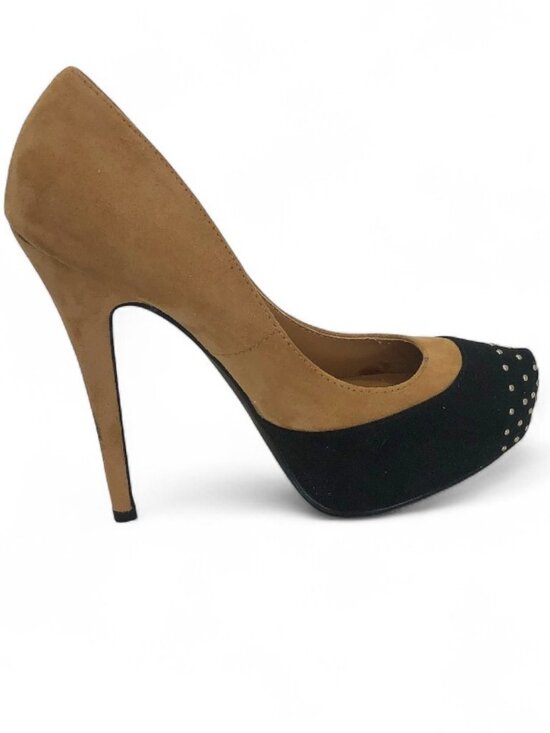 Penny Loves Kenny Women's Suede 5" Pumps Metallic Silver Studded Toe Size 7 New - Picture 2 of 15